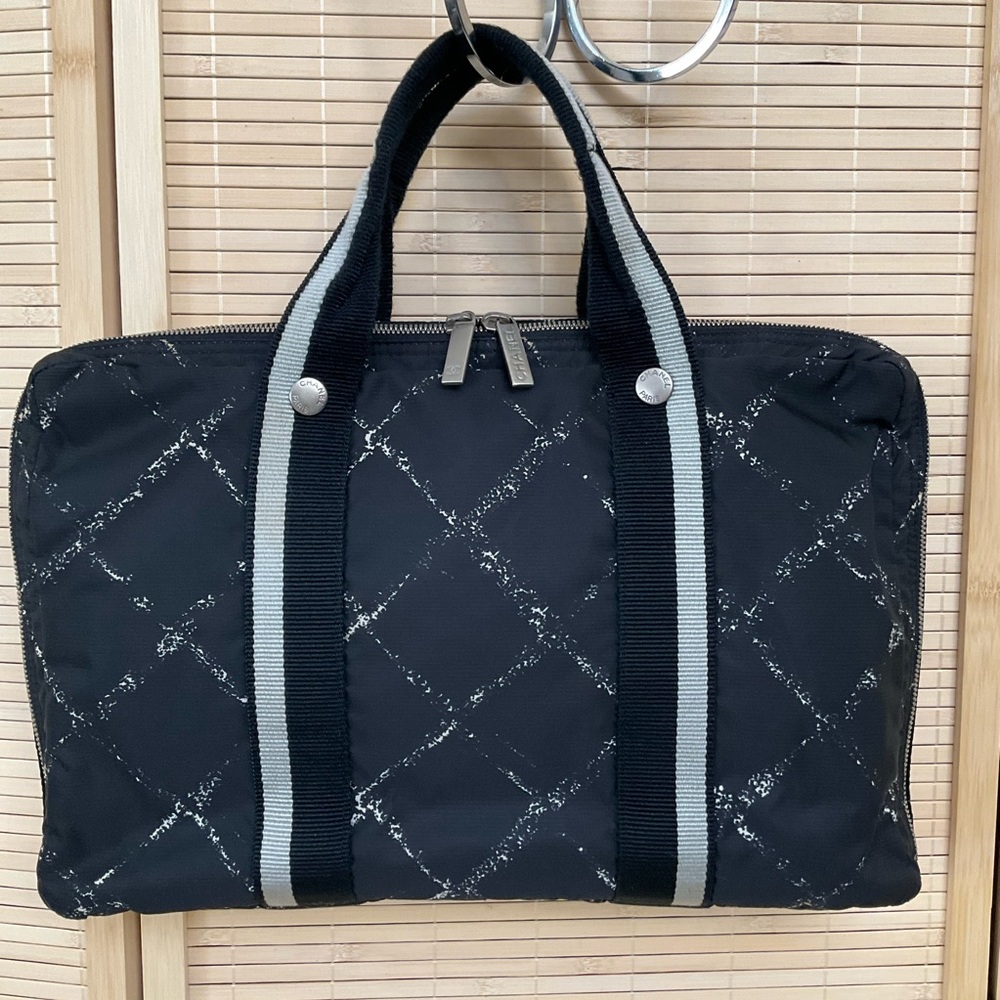 CHANEL Nylon Travel Laptop Bag Black